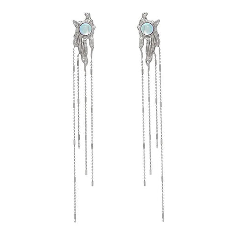Fashion Korea Laser Stone Long Tassel Star Butterfly Earrings
