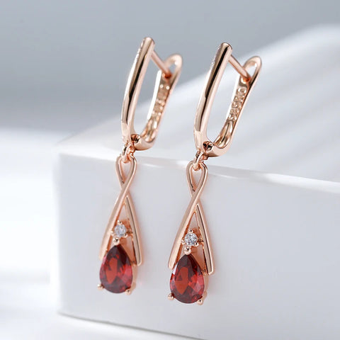 Minimalist Style Drop Shape Red Zircon Geometric