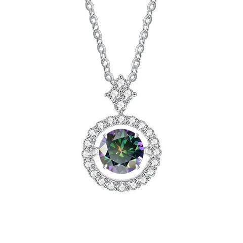 JoyceJelly 1CT Moissanite Diamond Necklace S925 Sterling Silver Beating Heart Pendant Clavicle Chain VVS D Color 3EX Cut Round