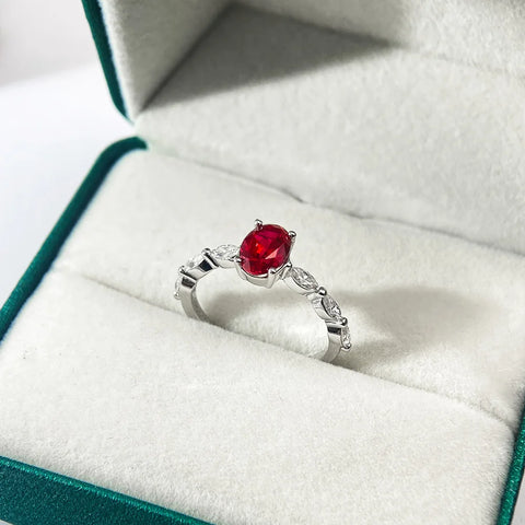 OEVAS 1CT Lab Grown Ruby/ Padparadscha Sapphire Ring