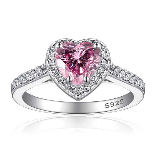 Pink Heart Moissanite Rings