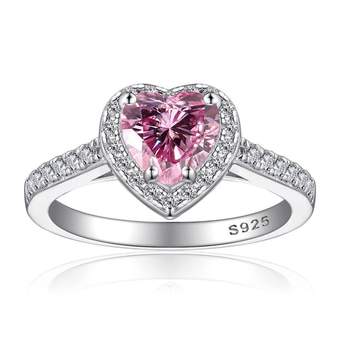 Pink Heart Moissanite Rings