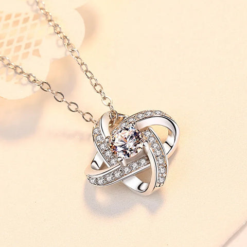 Eternity Fashion Zircon Love Knot Pendant Necklace