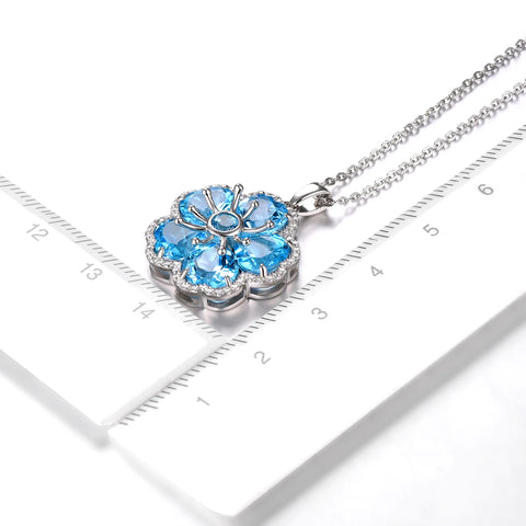 Natural Deep Blue Topaz Sterling S925 Silver Pendant 8.2 Carats Genuine Gemstone Topaz Women Romantic Classic Fine Jewelry Gifts