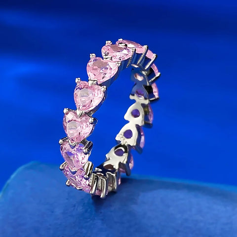 Heart-Shaped Pink Quartz Lab Diamond Ring