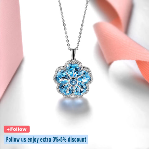 Natural Deep Blue Topaz Sterling S925 Silver Pendant 8.2 Carats Genuine Gemstone Topaz Women Romantic Classic Fine Jewelry Gifts