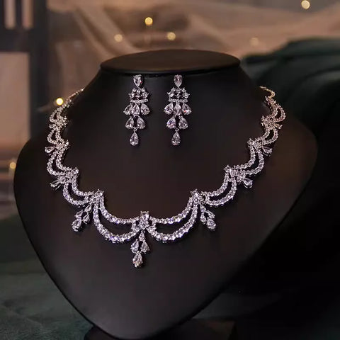 Bridal necklace High quality jewelry Light luxe zircon dress accessories Jewelry earrings set ornaments