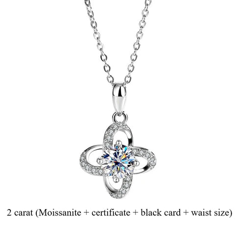 2025 New s925 sterling silver light luxury clover silver pendant Moissanite necklace is a classic and fashionable gift for women