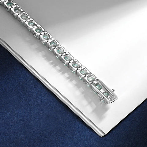 TBCYD 100% Real Blue Moissanite Tennis Bracelet