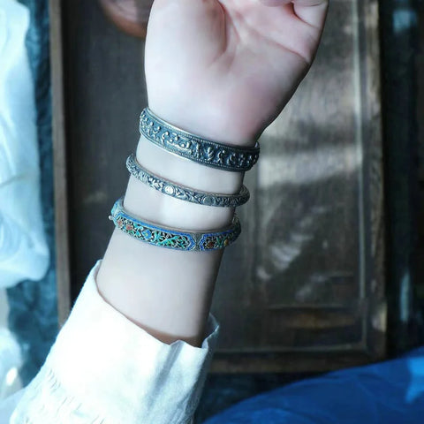 Cloisonne enamel Thai silver 925 silver bracelets