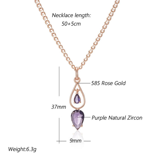 Kinel Hot Purple Natural Zircon Long Pendant