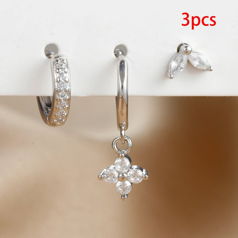 3PCS Exquisite Green Zircon Hanging Earrings