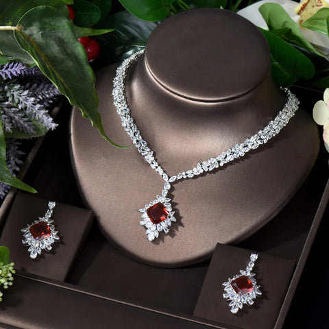 HIBRIDE Luxury  AAA CZ Bridal Wedding Jewelry Set Classic Design Women 2pc Set Engagement Ceremony and Anniversary Bijoux N-1723