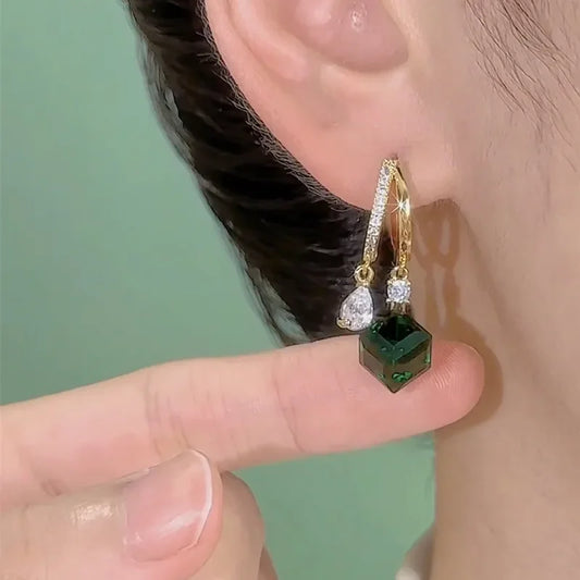 Trendy Geometric Square Crystal Zircon Dangle Earrings