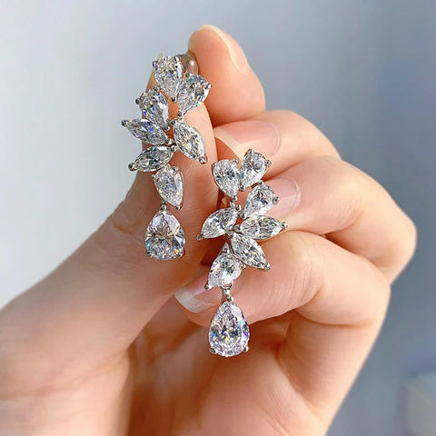 Wong Rain 925 Sterling Silver Pear Lab White Sapphire