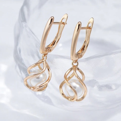 Kinel Luxury 585 Rose Gold Drop Earrings