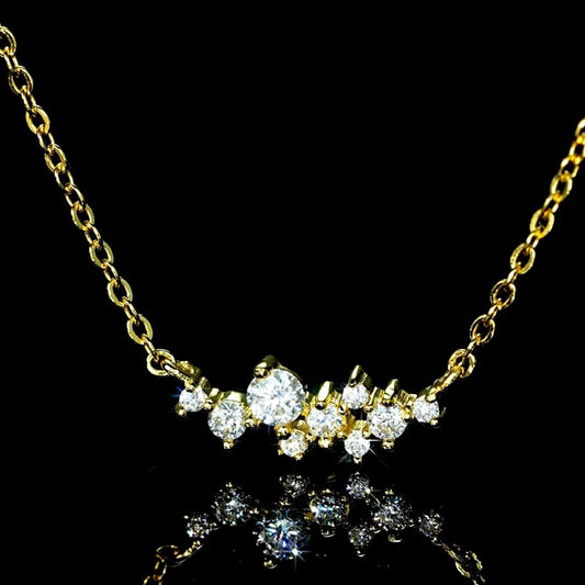 Lnkry Delicate Moissanite Necklace With Certificate For Women 925 Silver Original Certified Cluster Pendant Necklace Jewelry