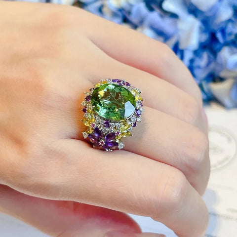 Bohemia Colored Gemstone Adjustable Ring