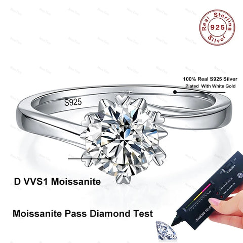 NeeTim 0.5ct-2ct Moissanite Ring Lab Diamond Ring