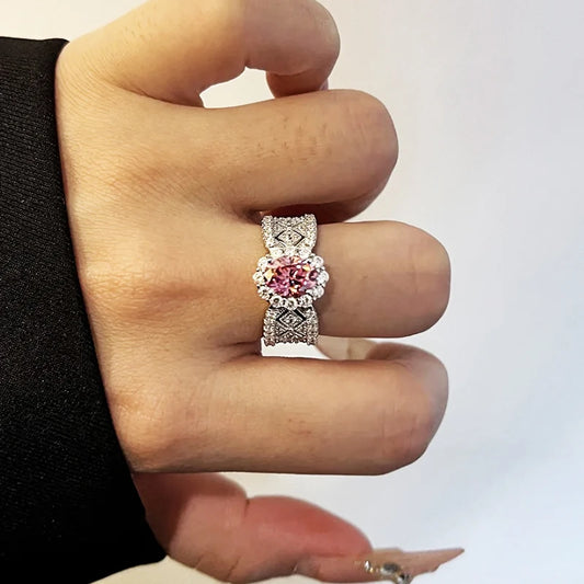 Fashion Pink 1ct Oval Moissanite Ring
