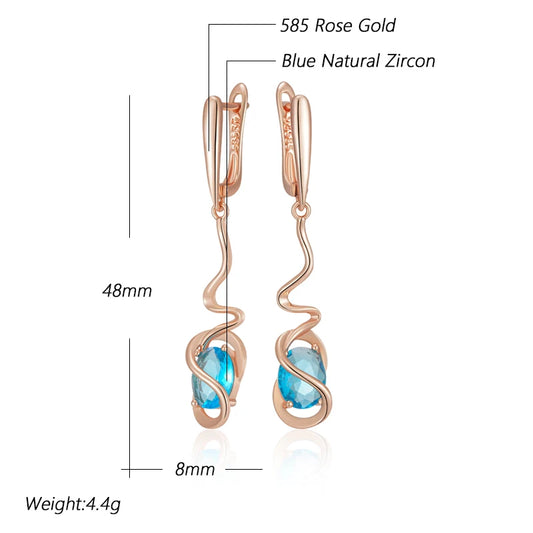Kinel Hot Simple Romantic Blue Natural Zircon Dangle Earrings