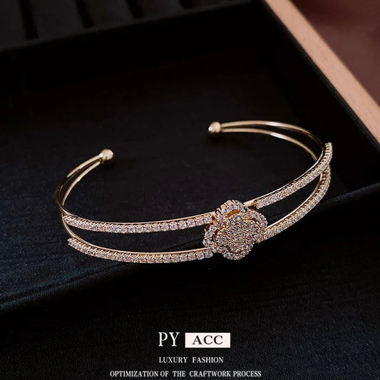 Double Layer Open Hand Bracelet