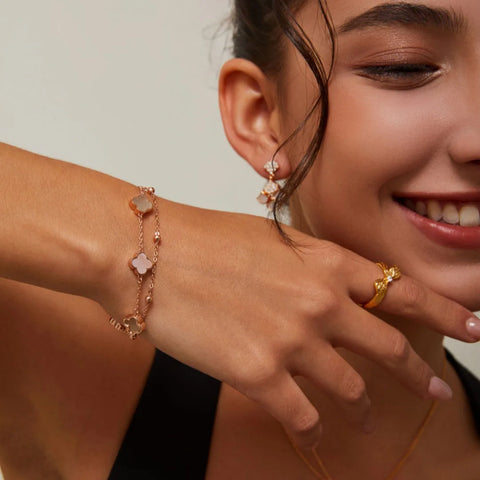 VOBIPY 925 Silver Double Sided Clover bracelet