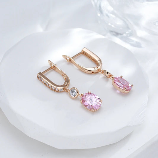SYOUJYO Natural Pink Zircon Dangle Earrings