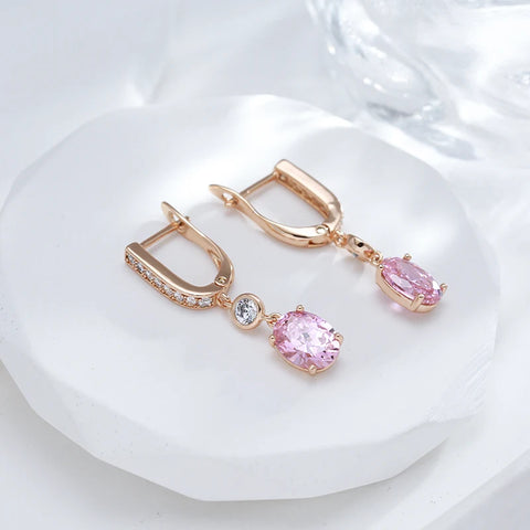 SYOUJYO Natural Pink Zircon Dangle Earrings