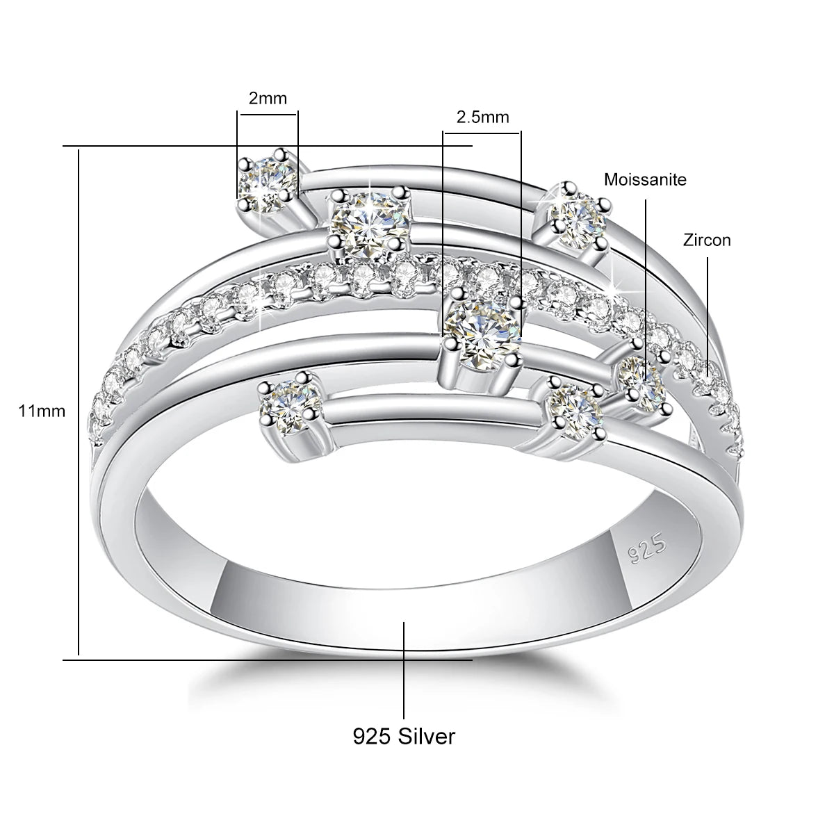 Szjinao Brand Trendy  Moissanite Ring - BOLEVARD RING
