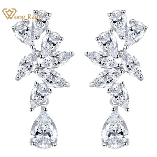 Wong Rain 925 Sterling Silver Pear Lab White Sapphire
