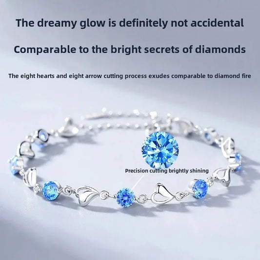 Versatile Pure Silver Crystal Lovers Wristband