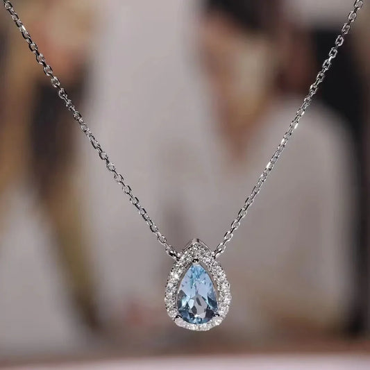 Fashion 925 Sterling Silver Drop Blue Sapphire