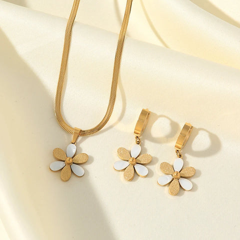 EILIECK 316L Stainless Steel Star Flower Bear Necklace Earrings