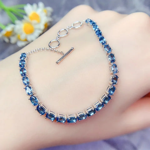 Blue Topaz Silver 925 Tennise Bracelet