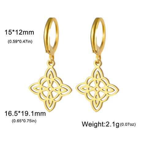 Irish Witch Knot Pendant Earrings Stainless Steel
