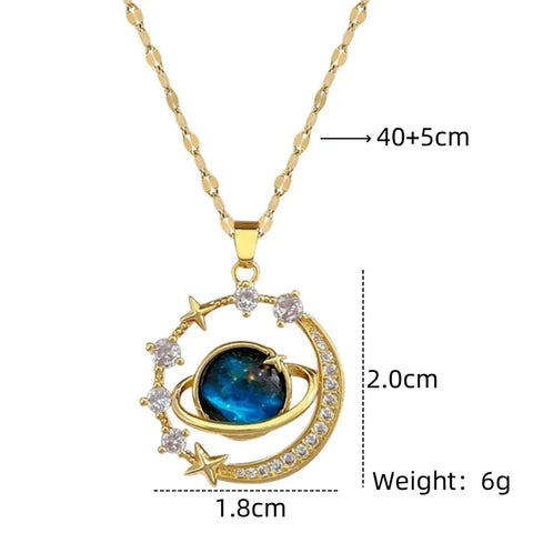 Exquisite Starry Sky Planet Light Luxurious Temperament Gorgeous Necklace