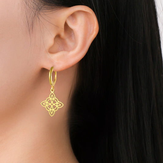 Irish Witch Knot Pendant Earrings Stainless Steel
