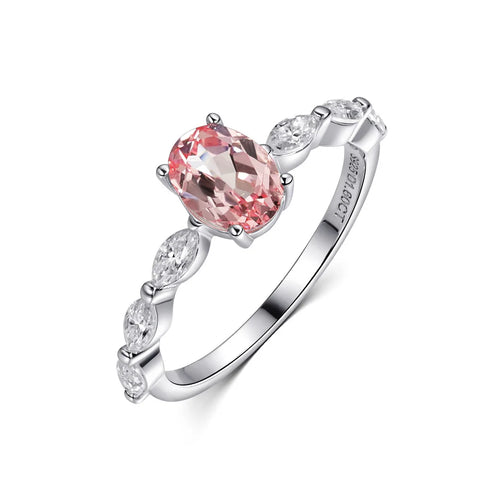 OEVAS 1CT Lab Grown Ruby/ Padparadscha Sapphire Ring