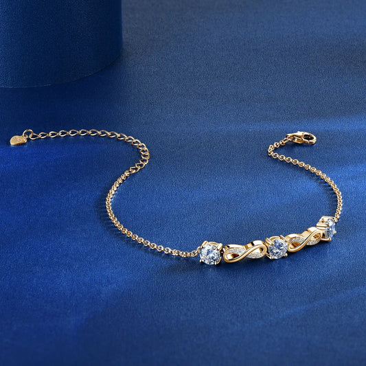 18k Gold Plated 5mm 1.5CTW Moissanite Infinity Bracelet