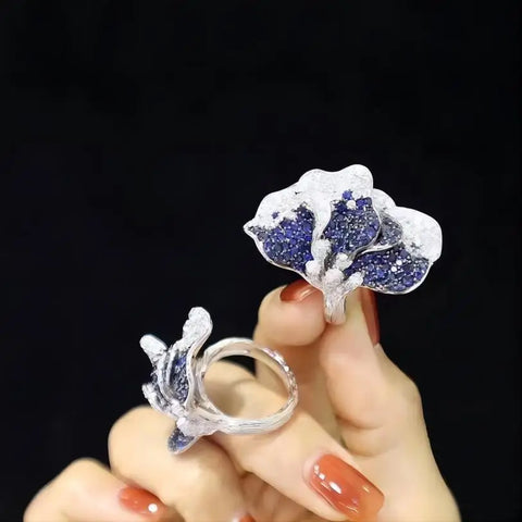 Unique Half Butterfly Full Setting Cubic Zirconia 925 Sterling Silver