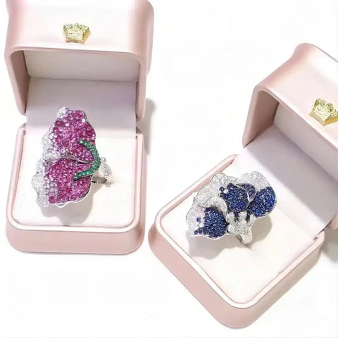 Unique Half Butterfly Full Setting Cubic Zirconia 925 Sterling Silver