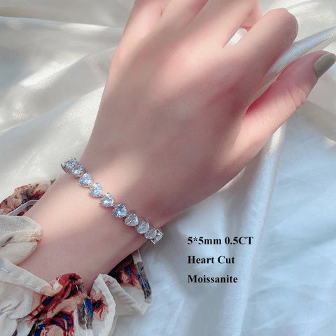 Heart Cut Moissanite Tennis Bracelet