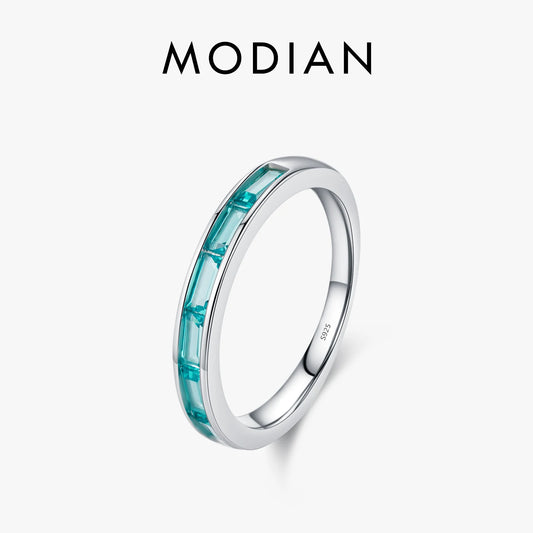 MODIAN 925 Sterling Silver Green Emerald Cute Zirconia