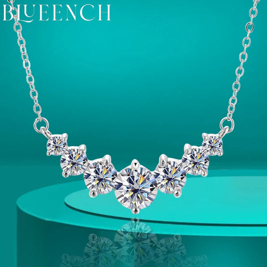 BLUEENCH Moissanite Necklace for Woman Wedding Fine Jewely with Certificates 925 Sterling Sliver Plated 18k White Gold Necklace
