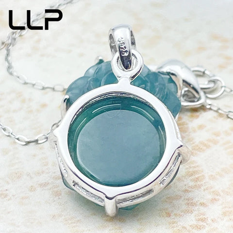 S925 Silver Inlaid Natural Rose Jade Pendant Temperament Elegant Woman Sexy Girl Holiday Gift
