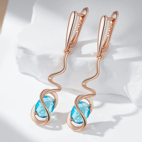Kinel Hot Simple Romantic Blue Natural Zircon Dangle Earrings