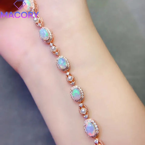 Opal bracelet silver charm