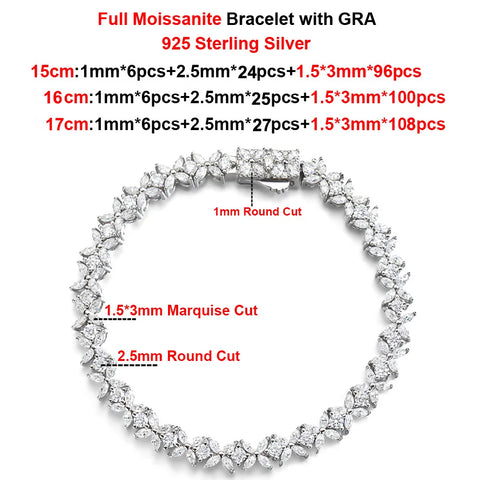 Four Petal Flower Marquise Round Cut Moissanite