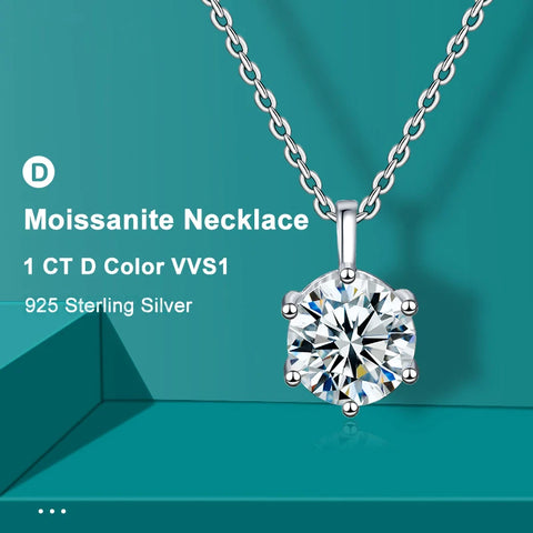 2.0ct VVS1 D Color Moissanite Necklace 925 Soild Sterling Sliver Chain with Certificate Fine Jewelry for Woman Jewelry